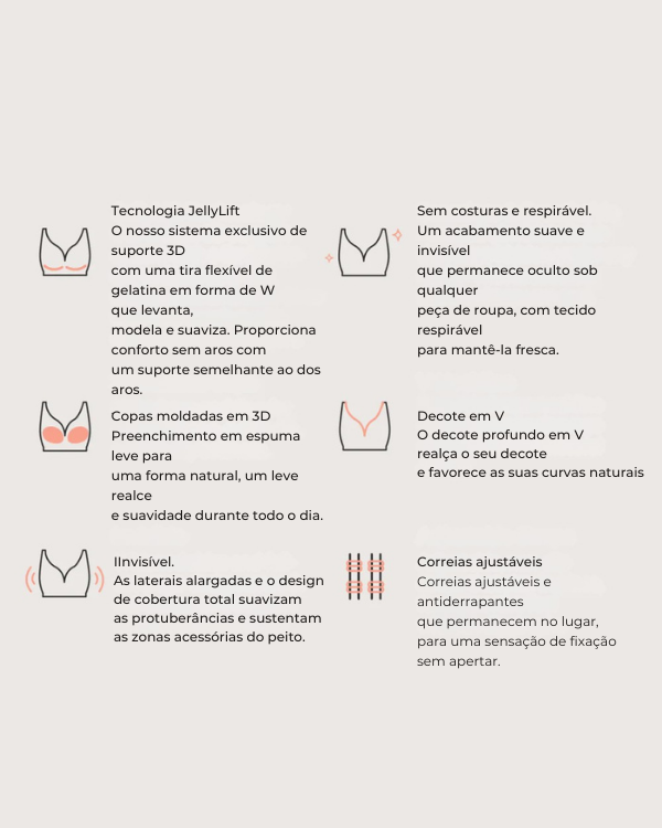 Sutiã Sem Aro Efeito Push-Up Natural Beladama